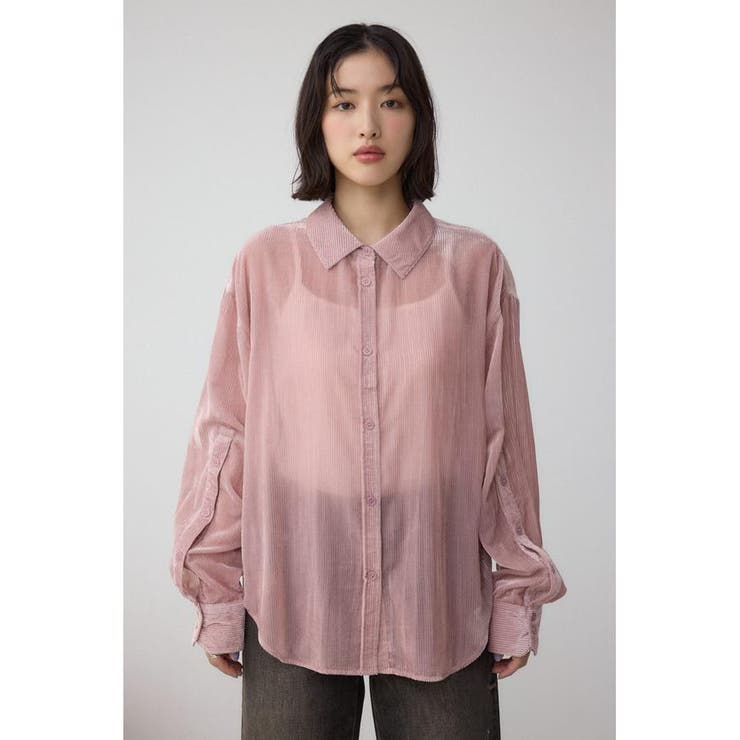 シアーコーデュロイ袖スリットボタンシャツ | AZUL BY MOUSSY | 詳細画像18 