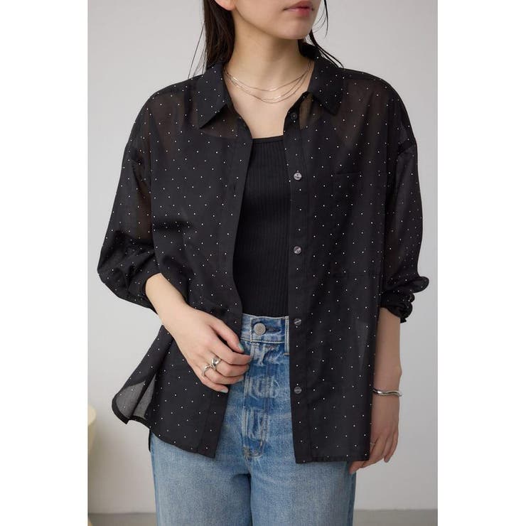 BLK | ラインストーンシャツ | AZUL BY MOUSSY