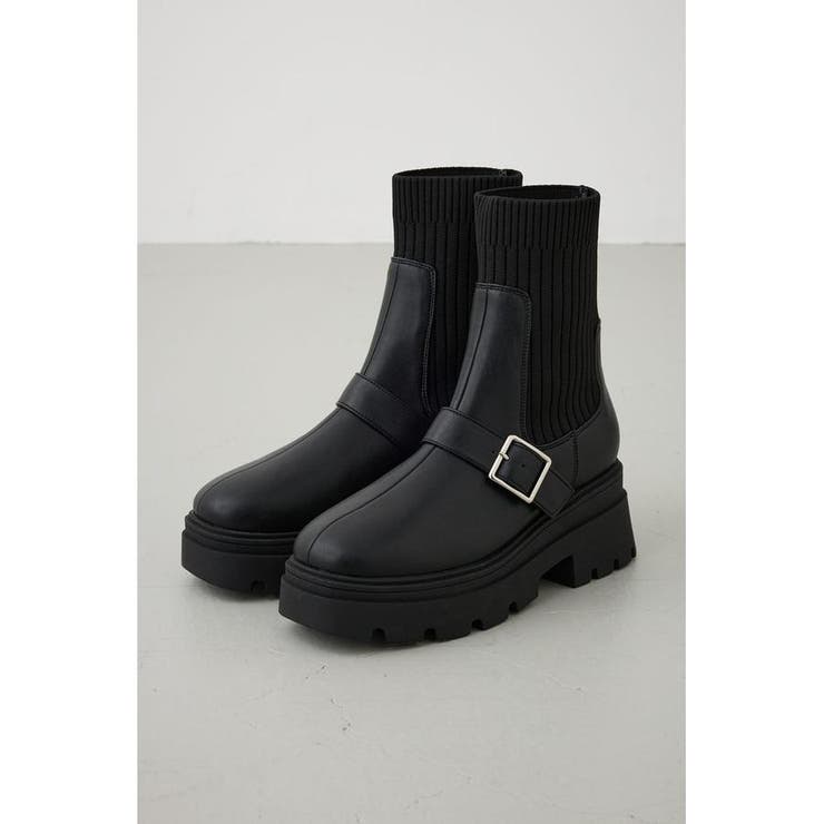 ベルトデザイントラックソールソックスブーツ | AZUL BY MOUSSY | 詳細画像4 