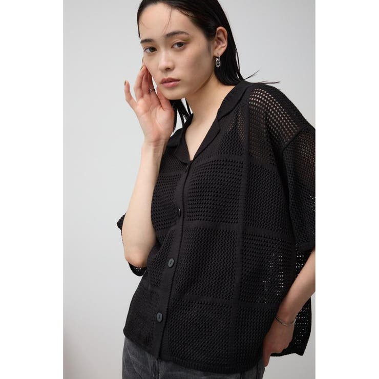 メッシュニット切り替えデザインカーディガン | AZUL BY MOUSSY | 詳細画像12 