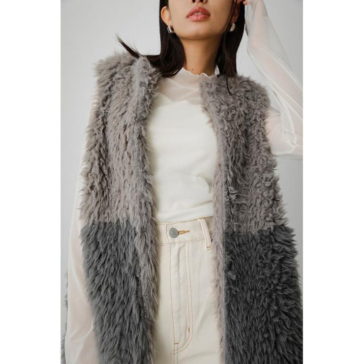 BICOLOR VOLUME FUR VEST[品番：AZLW0020227]｜AZUL BY MOUSSY