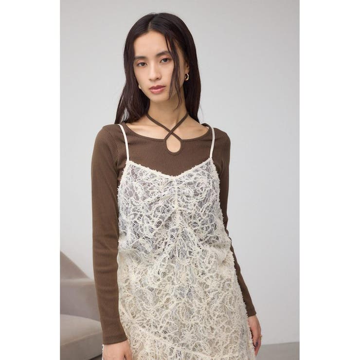 アシンメトリーレイヤードレースキャミワンピース | AZUL BY MOUSSY | 詳細画像2 