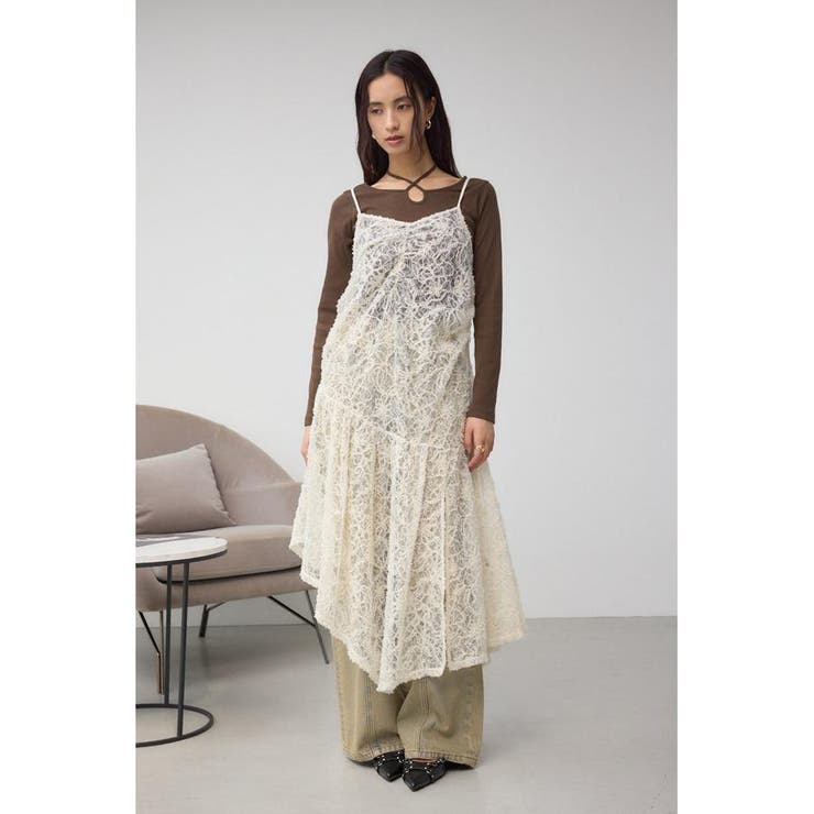 アシンメトリーレイヤードレースキャミワンピース | AZUL BY MOUSSY | 詳細画像3 