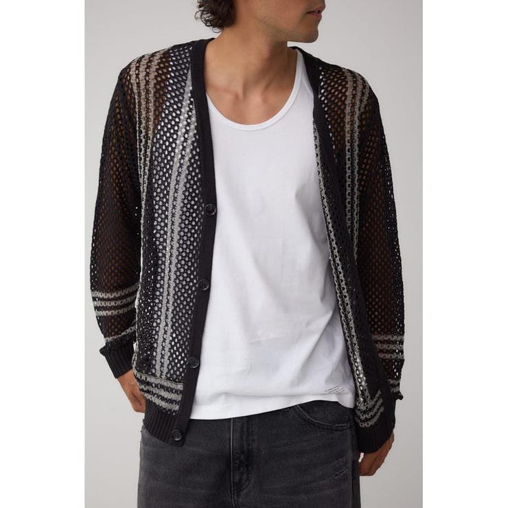 柄BLK5 | クロシェライクカーディガン | AZUL BY MOUSSY