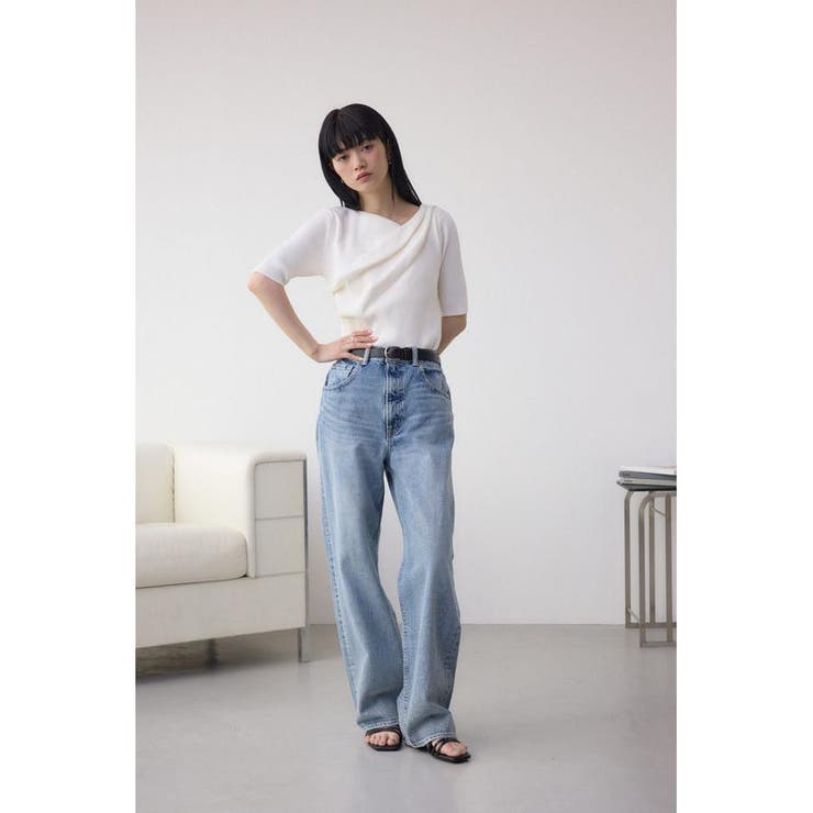 ドレープデザイン5分袖リブニット | AZUL BY MOUSSY | 詳細画像4 