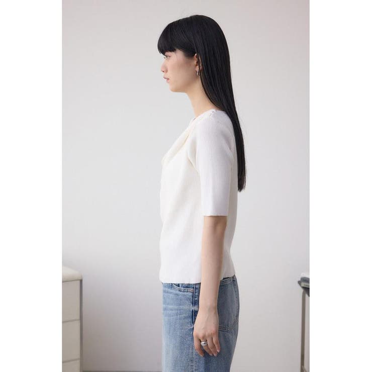 ドレープデザイン5分袖リブニット | AZUL BY MOUSSY | 詳細画像6 