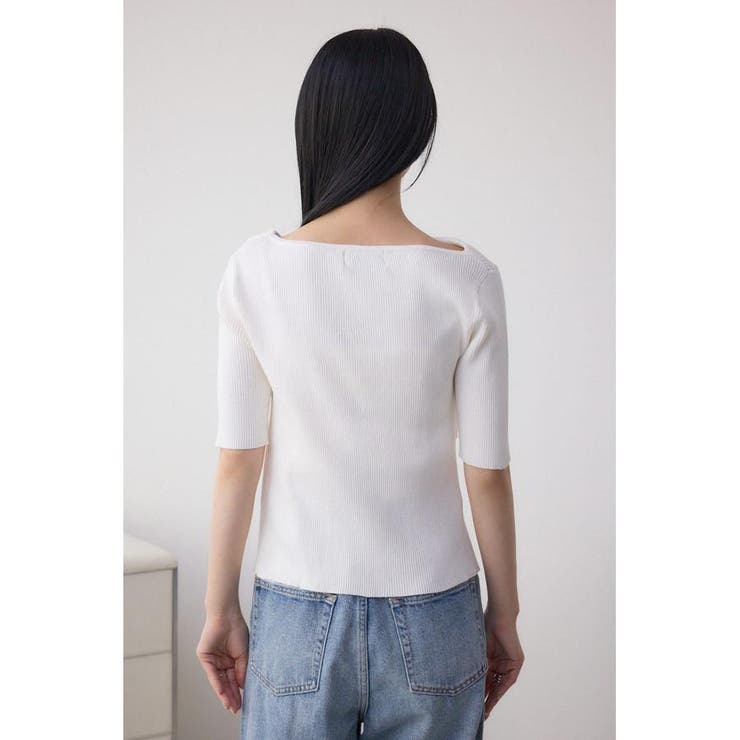 ドレープデザイン5分袖リブニット | AZUL BY MOUSSY | 詳細画像7 