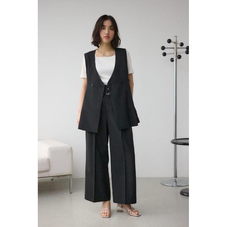 イージーケアリネンライクベルトワイドパンツ | AZUL BY MOUSSY | 詳細画像3 