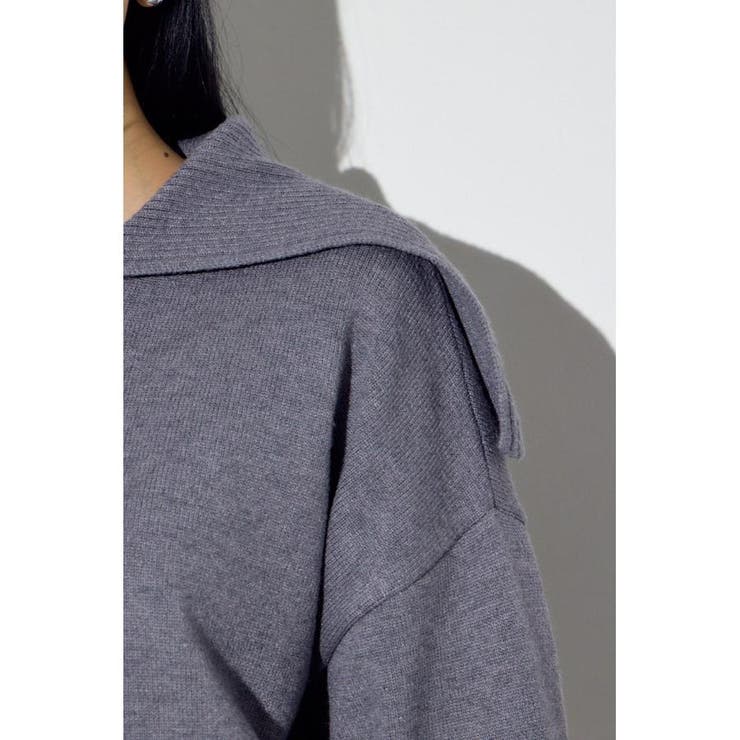 ダブルジップビッグカラーニット | AZUL BY MOUSSY | 詳細画像32 