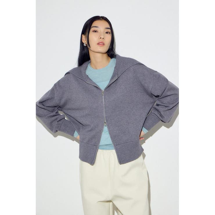 ダブルジップビッグカラーニット | AZUL BY MOUSSY | 詳細画像25 