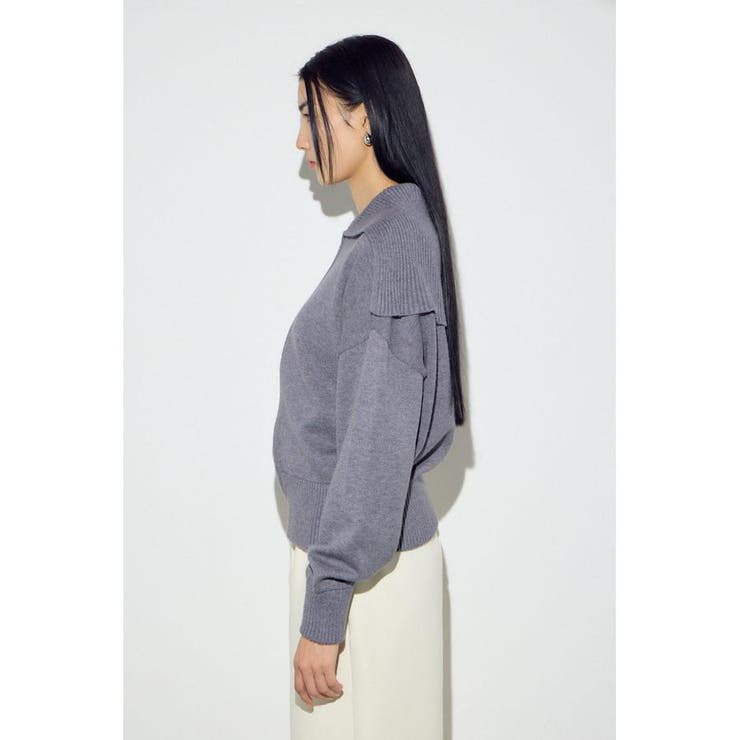 ダブルジップビッグカラーニット | AZUL BY MOUSSY | 詳細画像30 