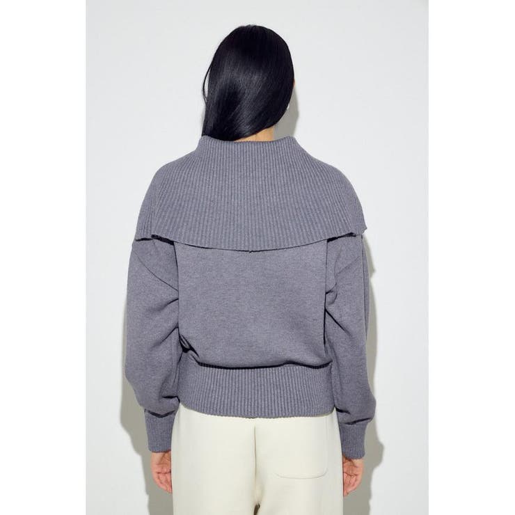 ダブルジップビッグカラーニット | AZUL BY MOUSSY | 詳細画像30 