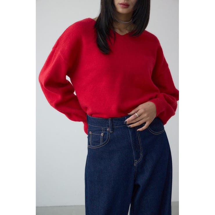 RED | Vネックアソートカラーニットプルオーバー | AZUL BY MOUSSY
