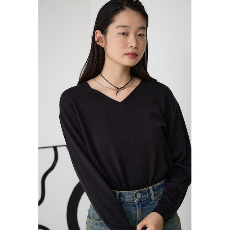 ヌーディー2WAYVネックニットトップス | AZUL BY MOUSSY | 詳細画像16 