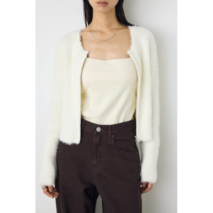 ダブルジップシャギーニットカーディガン | AZUL BY MOUSSY | 詳細画像2 