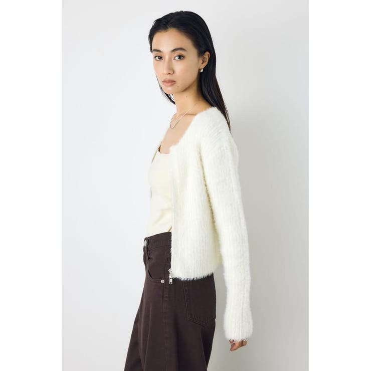 ダブルジップシャギーニットカーディガン | AZUL BY MOUSSY | 詳細画像3 