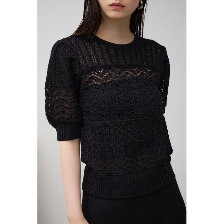 レース半袖ニットトップス[品番：AZLW0022323]｜AZUL BY MOUSSY
