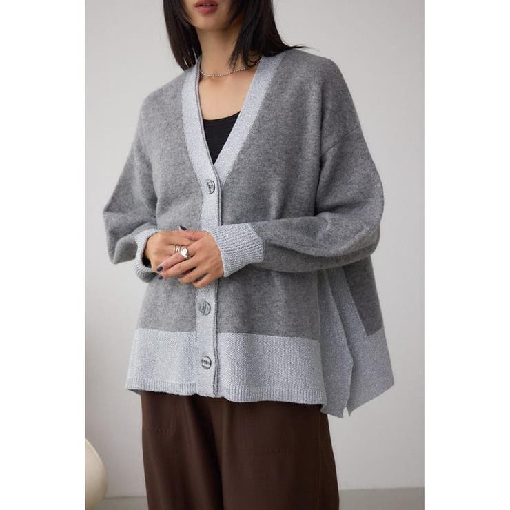 T.GRY | ラメバイカラーニットカーディガン | AZUL BY MOUSSY