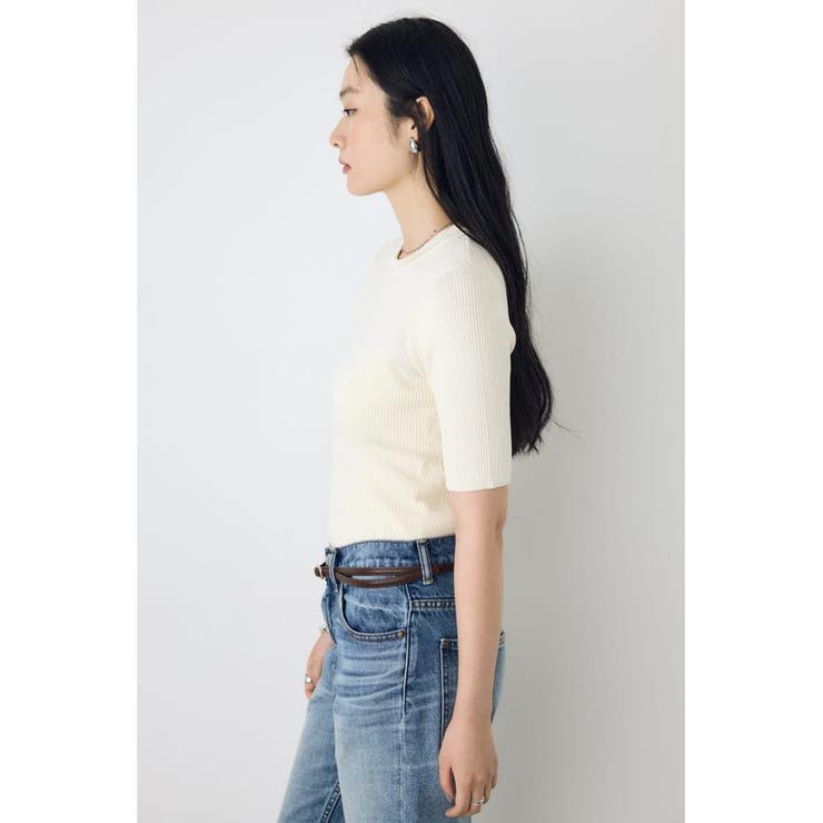 ハーフスリーブクルーネックニットトップス | AZUL BY MOUSSY | 詳細画像2 