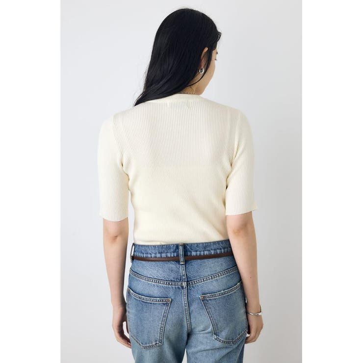 ハーフスリーブクルーネックニットトップス | AZUL BY MOUSSY | 詳細画像3 