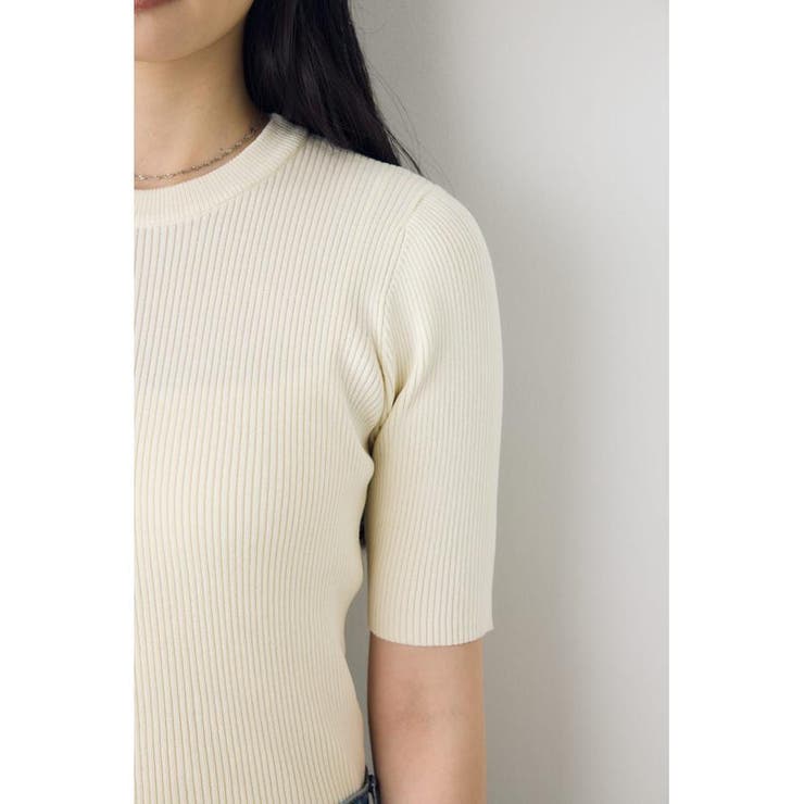 ハーフスリーブクルーネックニットトップス | AZUL BY MOUSSY | 詳細画像6 