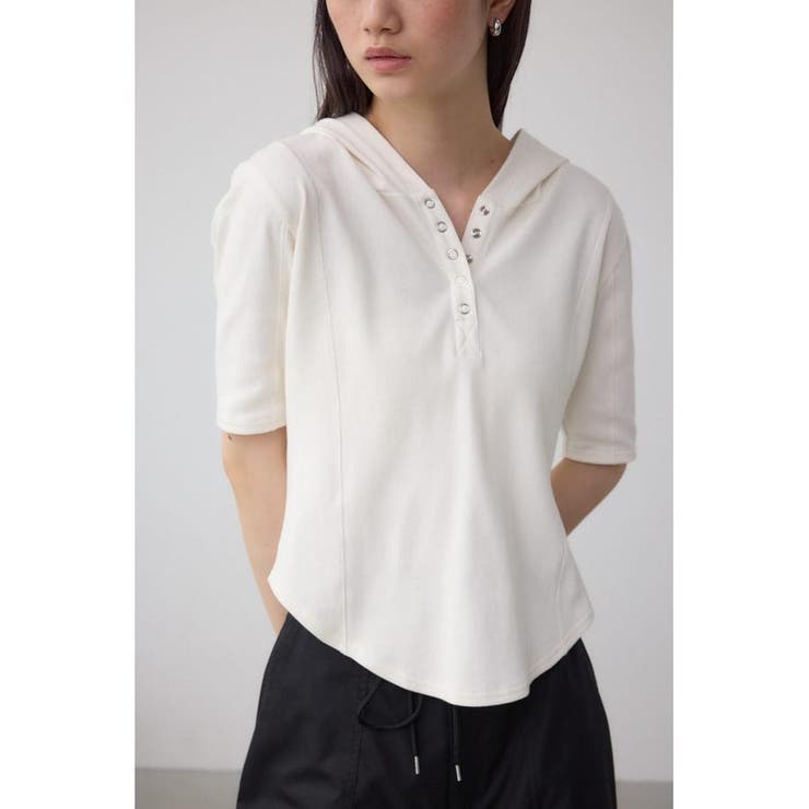 IVOY3 | ヘンリーネックフーディーリブトップス | AZUL BY MOUSSY