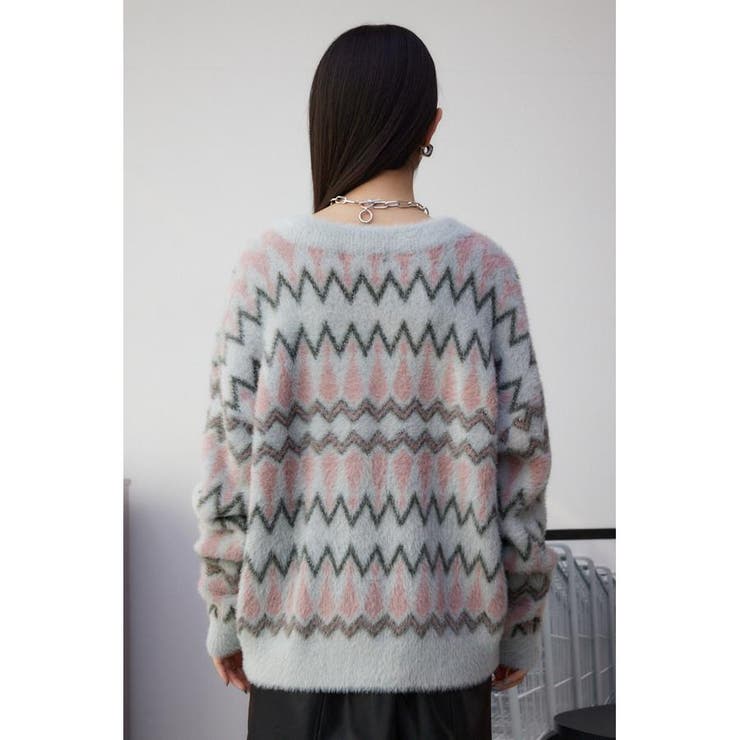 柄シャギーニットカーディガン | AZUL BY MOUSSY | 詳細画像26 