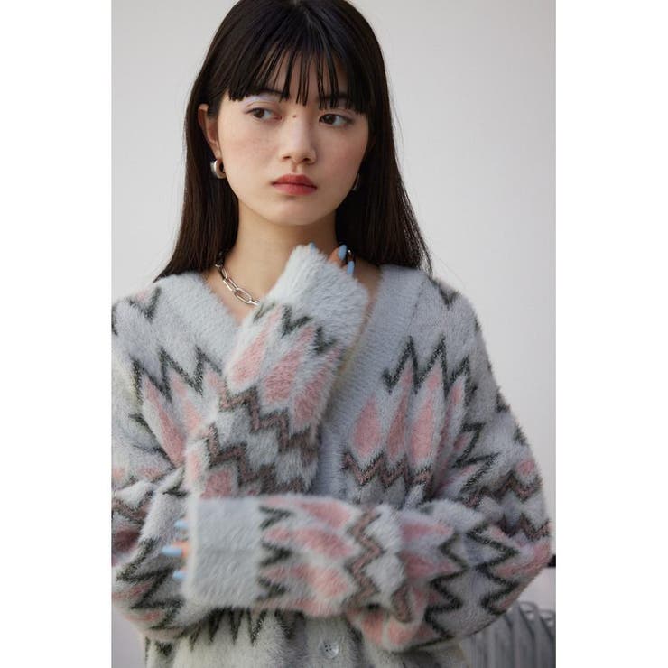 柄シャギーニットカーディガン | AZUL BY MOUSSY | 詳細画像21 
