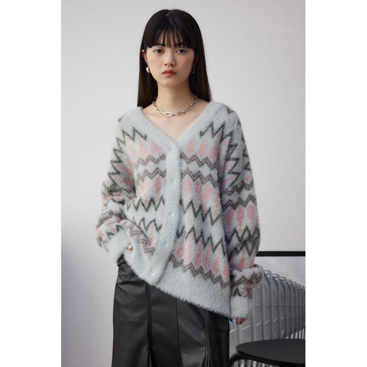 柄シャギーニットカーディガン | AZUL BY MOUSSY | 詳細画像22 