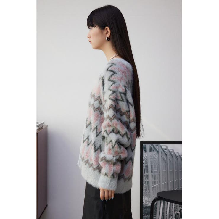 柄シャギーニットカーディガン | AZUL BY MOUSSY | 詳細画像25 