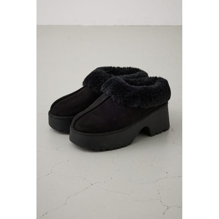 BLK | 厚底ムートンヒールデザインスリッポン | AZUL BY MOUSSY