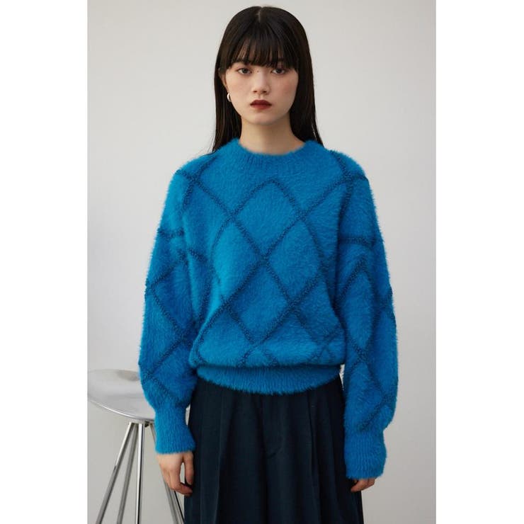 チェックシャギーニットトップス[品番：AZLW0021509]｜AZUL BY MOUSSY