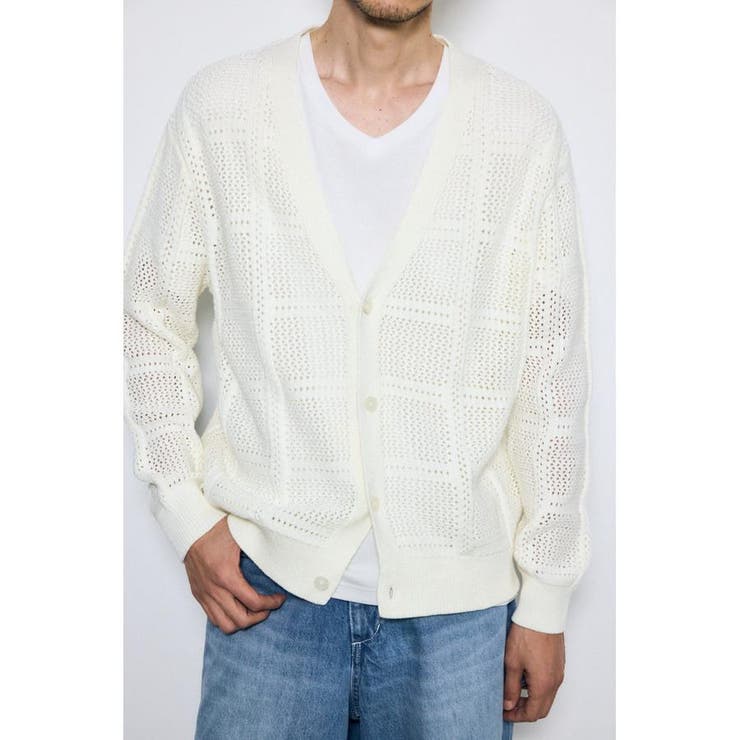 O/WHT1 | コットンメッシュニットカーディガン | AZUL BY MOUSSY