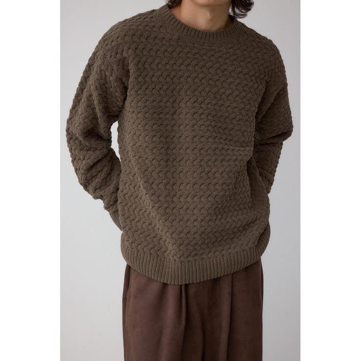 BRN | バスケット編みマットモールニット | AZUL BY MOUSSY