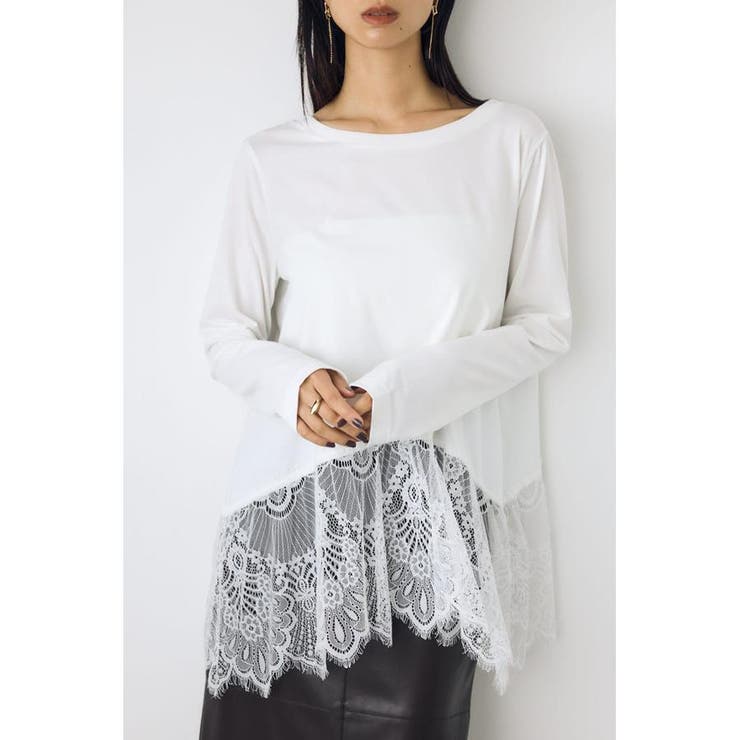ヘムレースドッキング長袖トップス | AZUL BY MOUSSY | 詳細画像3 