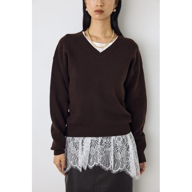 ヘムレースドッキング長袖トップス | AZUL BY MOUSSY | 詳細画像11 