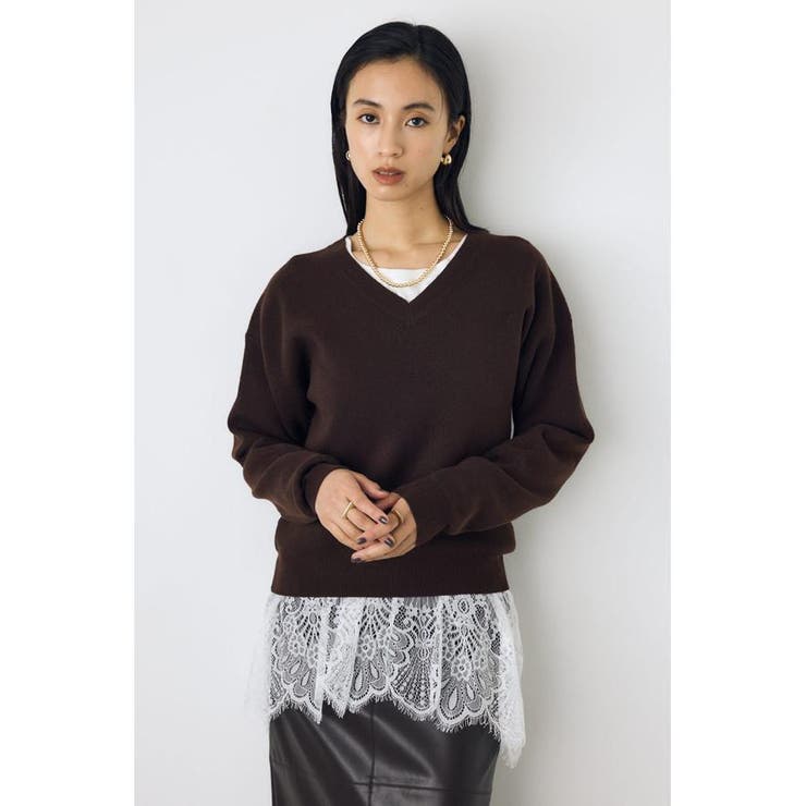 ヘムレースドッキング長袖トップス | AZUL BY MOUSSY | 詳細画像12 