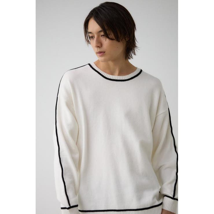 配色パイピングニット | AZUL BY MOUSSY | 詳細画像1 