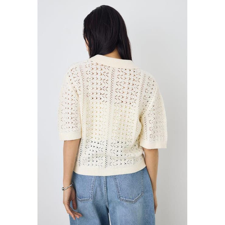 クロシェニットポロカラーカーディガン | AZUL BY MOUSSY | 詳細画像5 