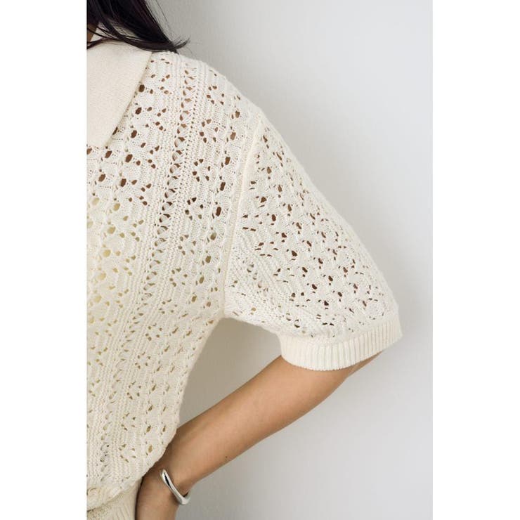 クロシェニットポロカラーカーディガン | AZUL BY MOUSSY | 詳細画像8 