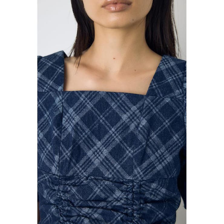 フロントギャザーデニムチェックブラウス | AZUL BY MOUSSY | 詳細画像15 