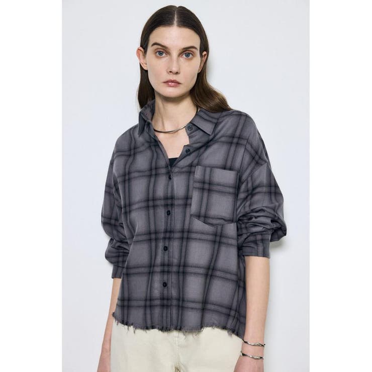 柄BLK5 | アーバンチェックフリンジショートシャツ | AZUL BY MOUSSY