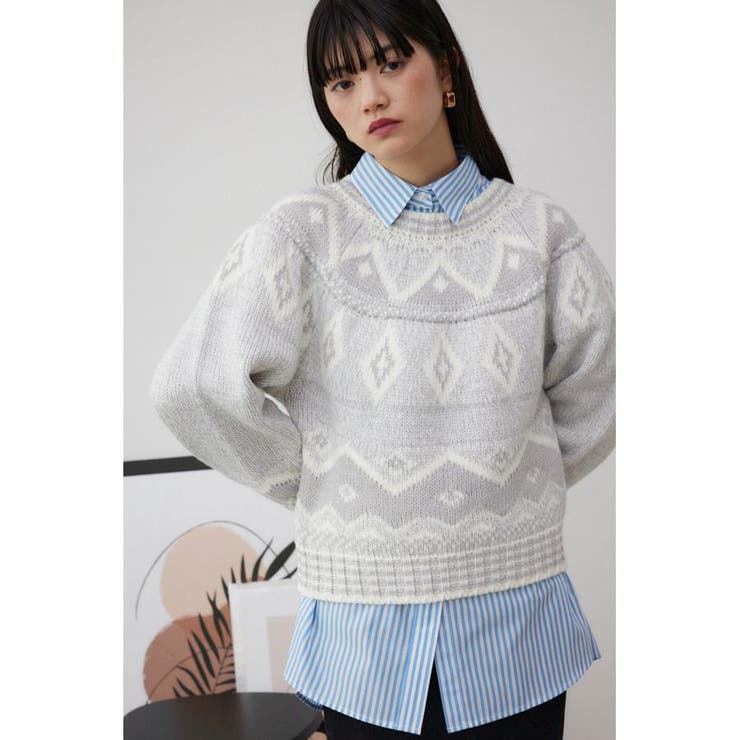キュウシン柄ニット | AZUL BY MOUSSY | 詳細画像11 