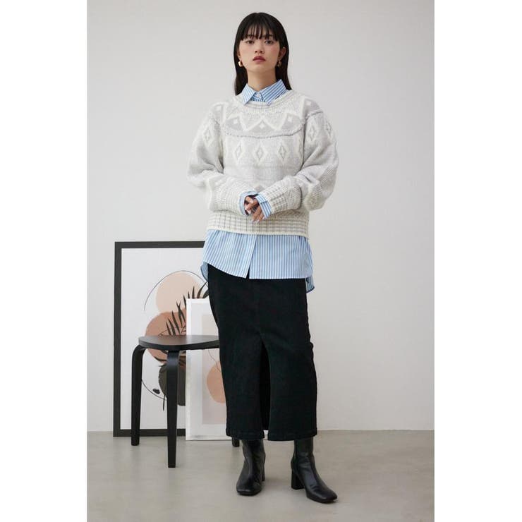 キュウシン柄ニット | AZUL BY MOUSSY | 詳細画像13 