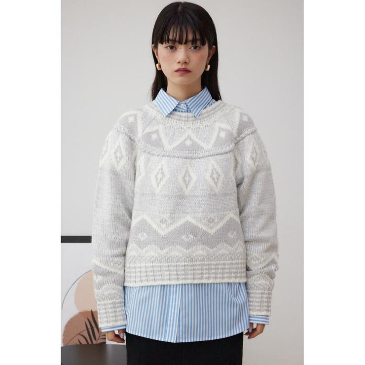 キュウシン柄ニット | AZUL BY MOUSSY | 詳細画像14 
