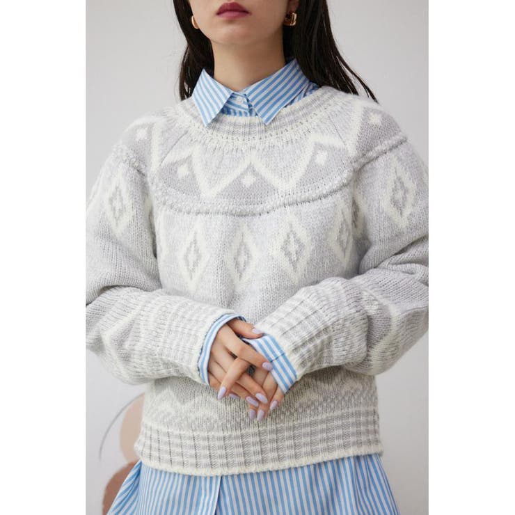 柄GRY5 | キュウシン柄ニット | AZUL BY MOUSSY