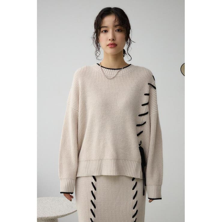ステッチデザインニットトップス | AZUL BY MOUSSY | 詳細画像13 