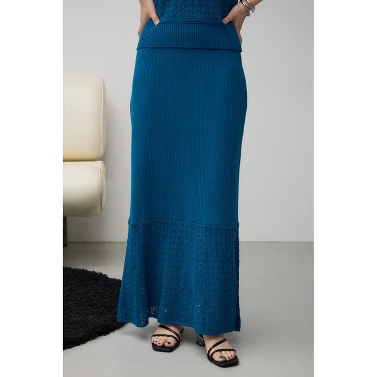 D/BLU3 | クロシェニットスカート | AZUL BY MOUSSY