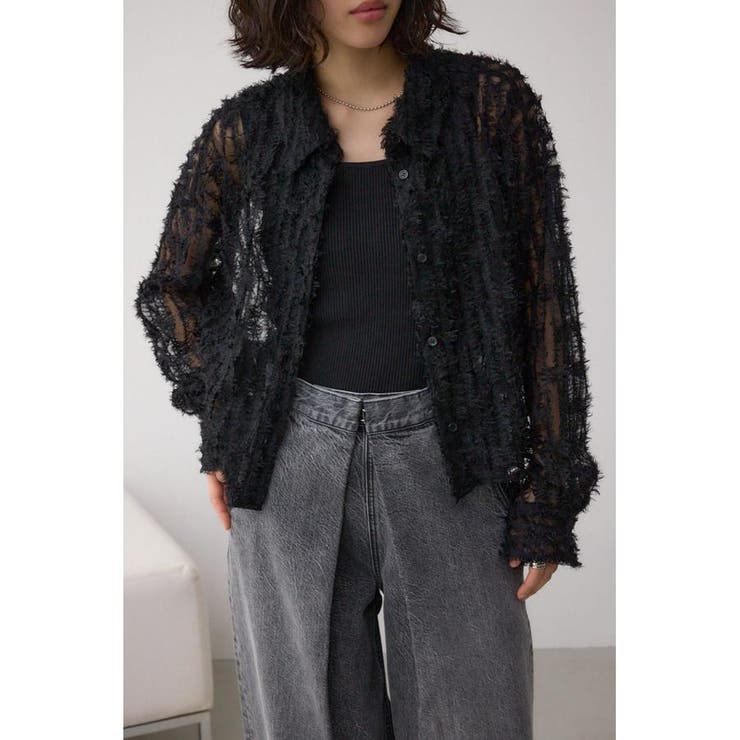 BLK | シアーチュールフリンジシャツ | AZUL BY MOUSSY
