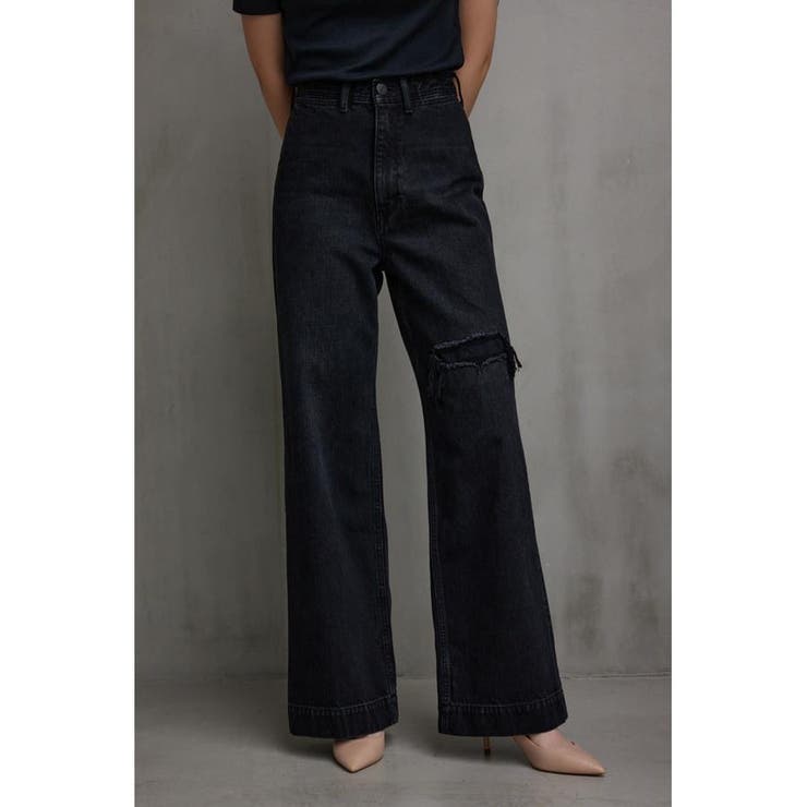 L/BLK1 | AZUL DENIM/15TH リペアワイド | AZUL BY MOUSSY